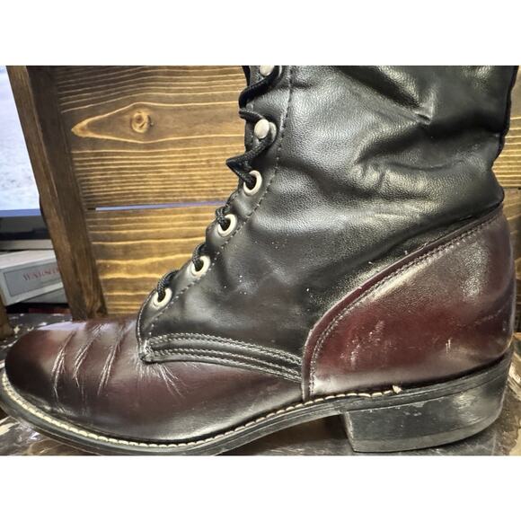 Laredo Vintage Untilitarian 2 Tone Boots Witchy 90s Grunge Made In USA Heritage - Picture 4 of 14